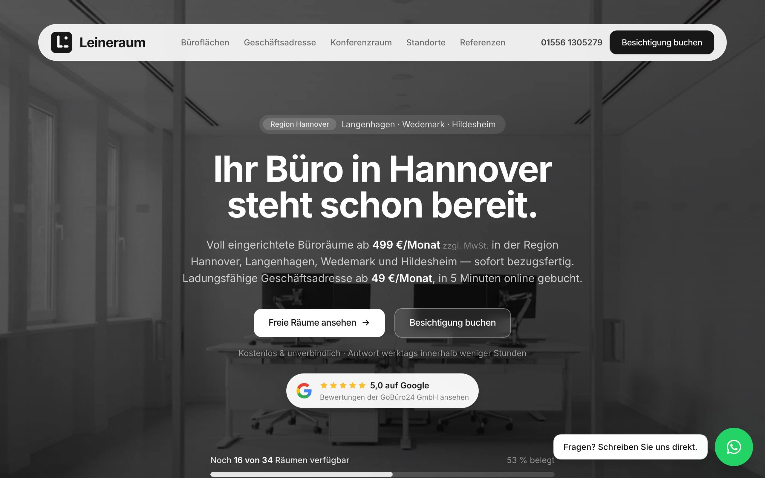Website Leineraum – von BBR Management umgesetzt