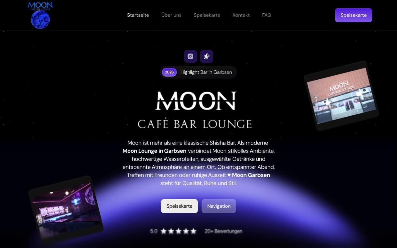 Website Moon Lounge Garbsen – von BBR Management umgesetzt